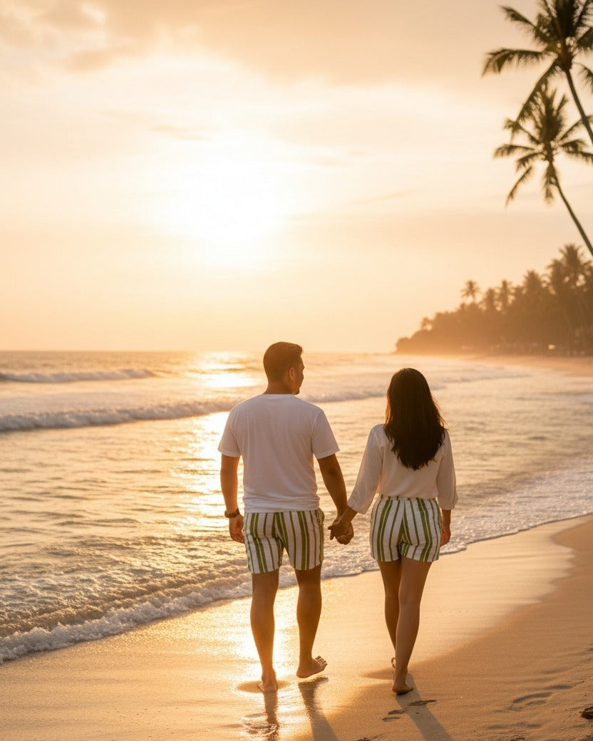 Couples wearing matching outfit. Summer Outfit locally made in Mauritius