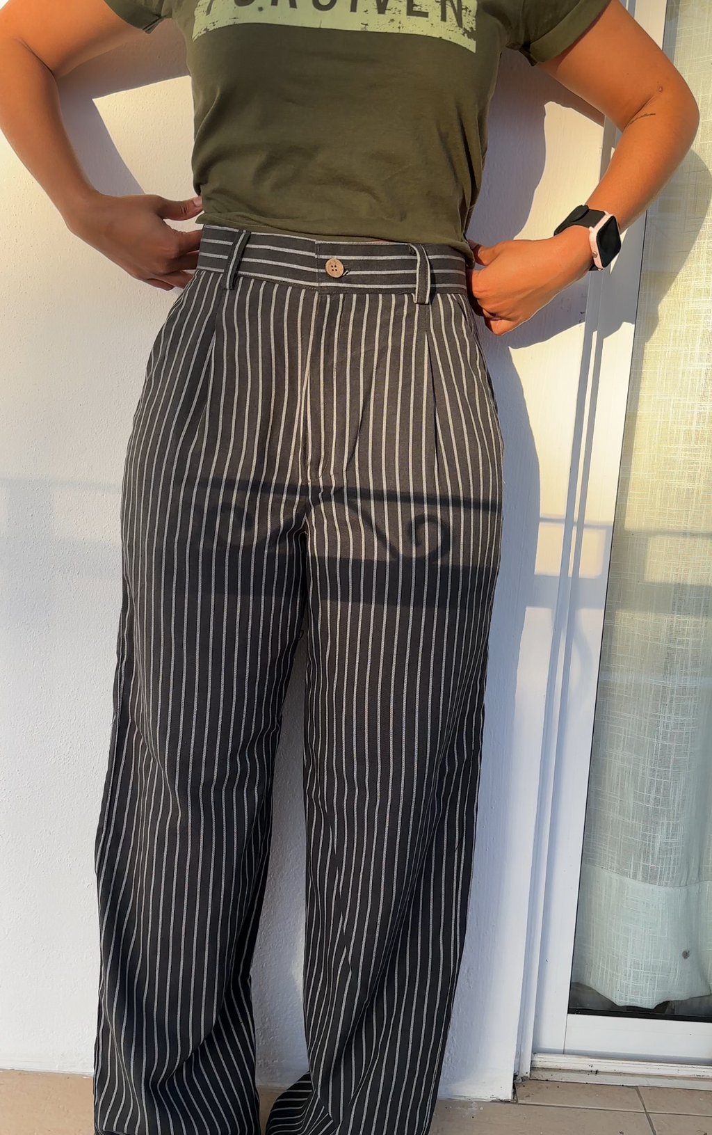The Old Money Stripe Pant - Linen Pinstripe Wide Leg Trousers