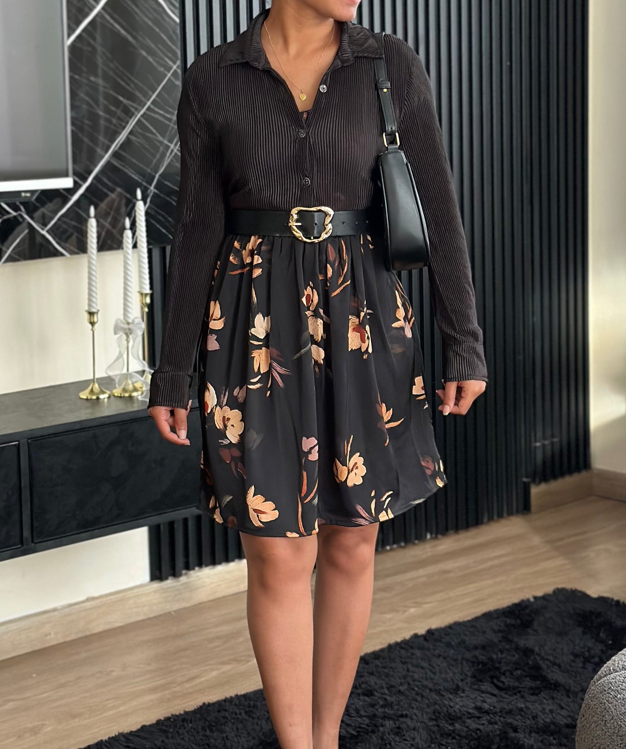 Floral Sweetheart Puff Sleeve Dress