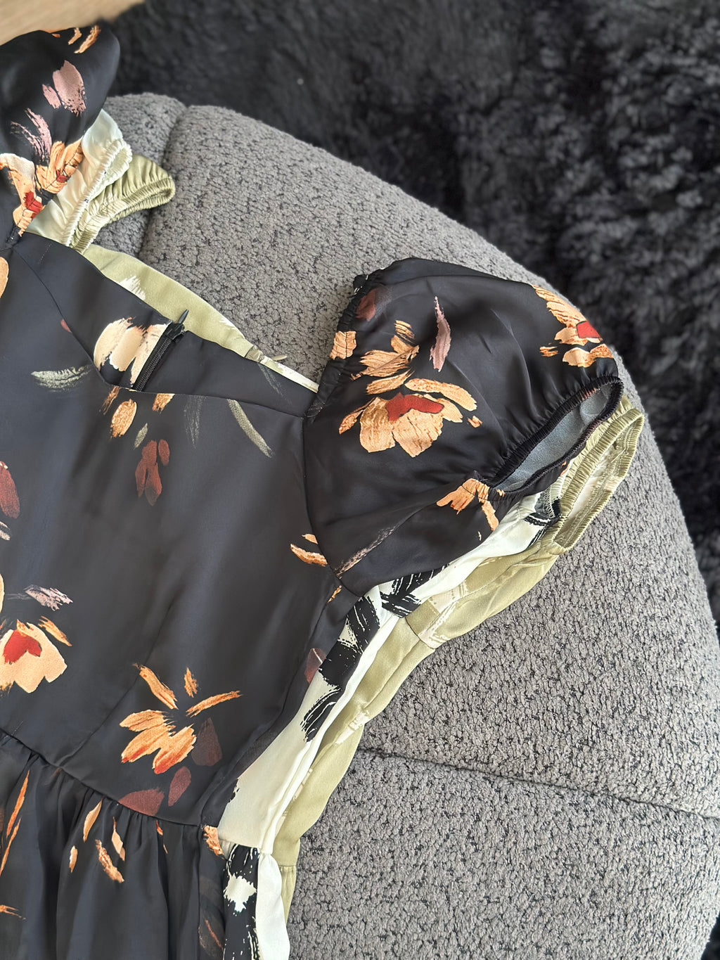 Floral Sweetheart Puff Sleeve Dress
