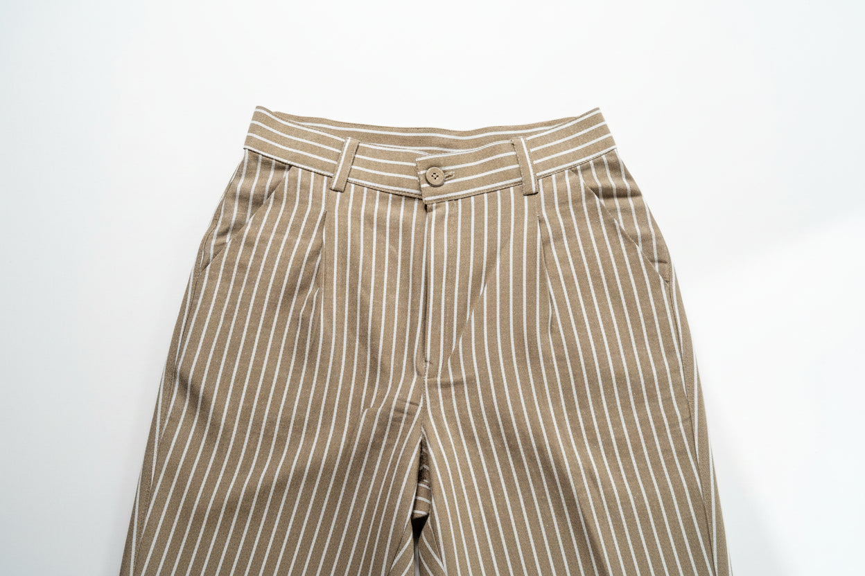 The Old Money Stripe Pant - Linen Pinstripe Wide Leg Trousers