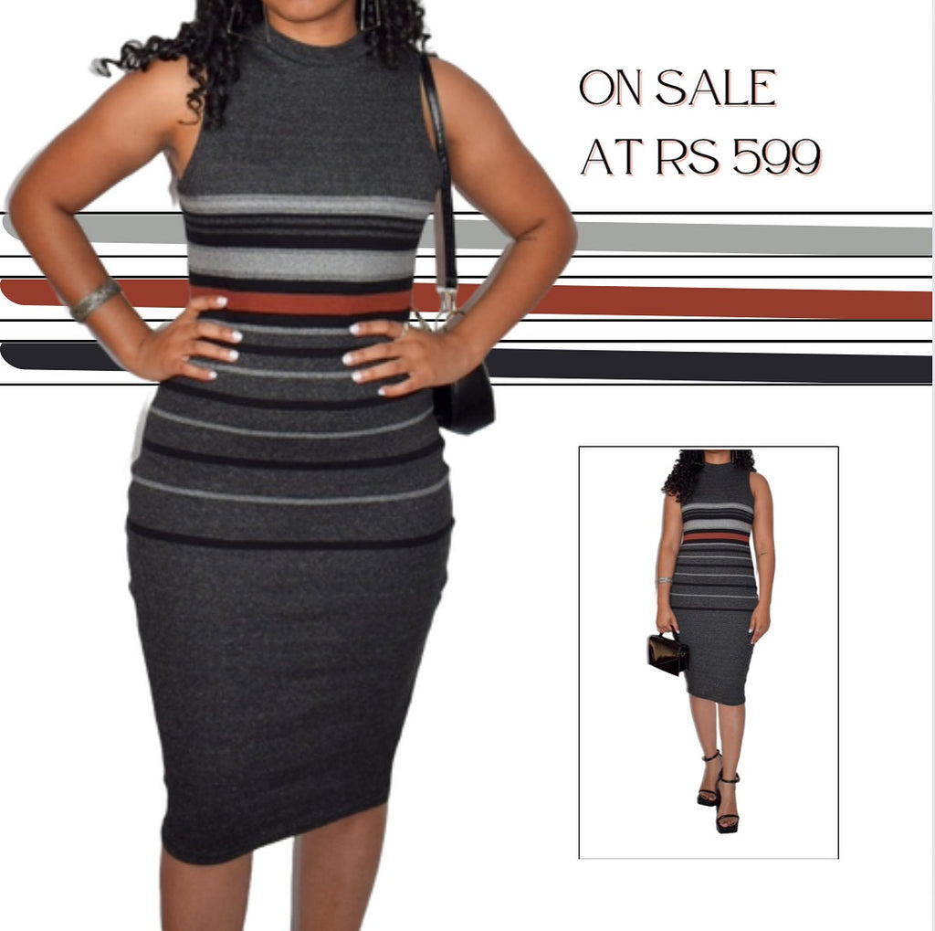 Stripe Midi Bodycon Dress