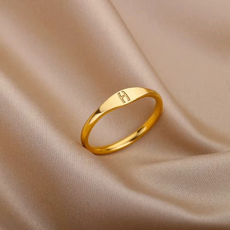 Initial Stainless Steel Ring – Minimal Personalized Ring
