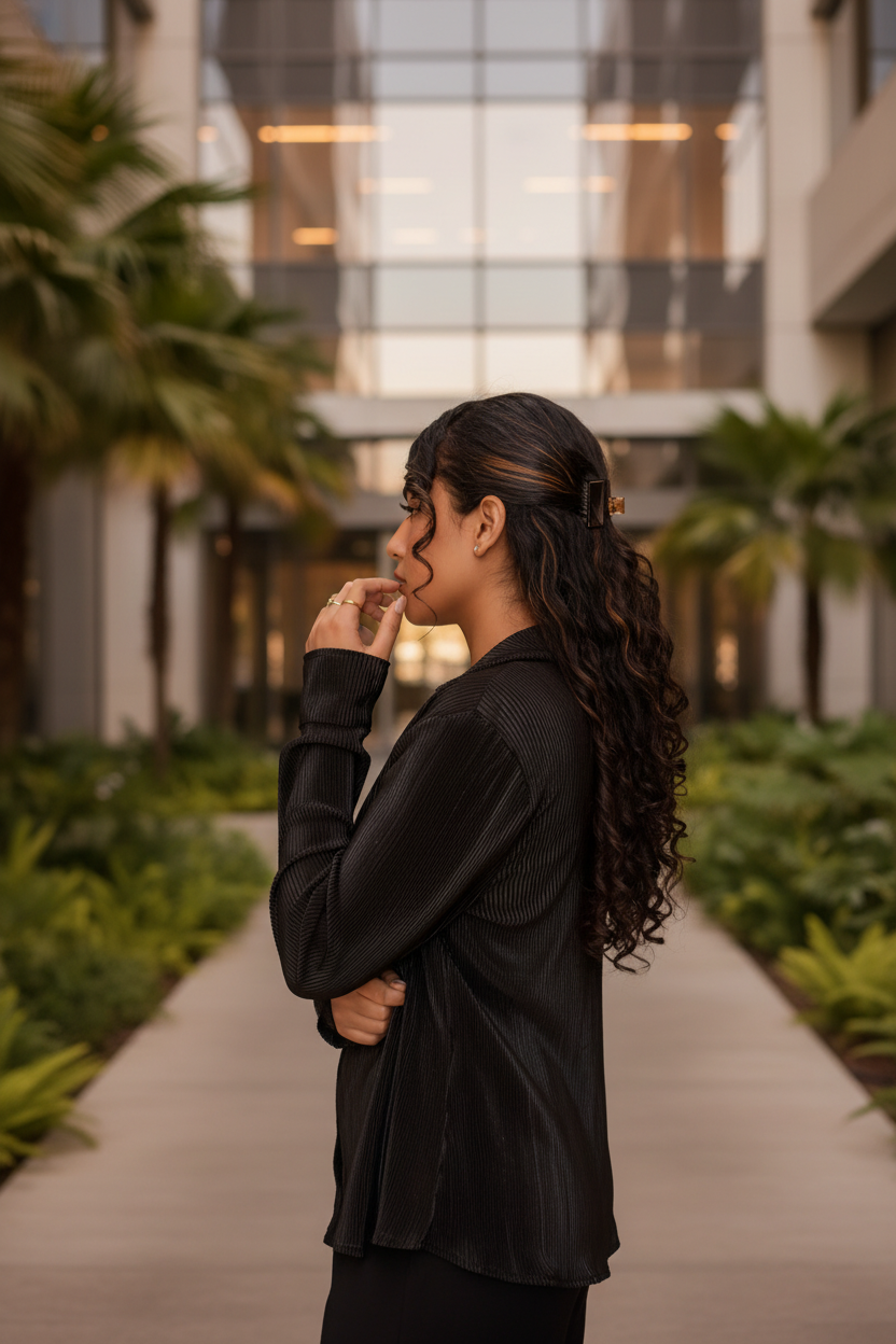 Everlight Pleated Shirt - Elegant Women's Pleated Shirt (Made in Mauritius)