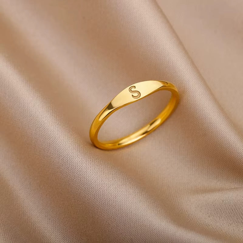 Initial Stainless Steel Ring – Minimal Personalized Ring