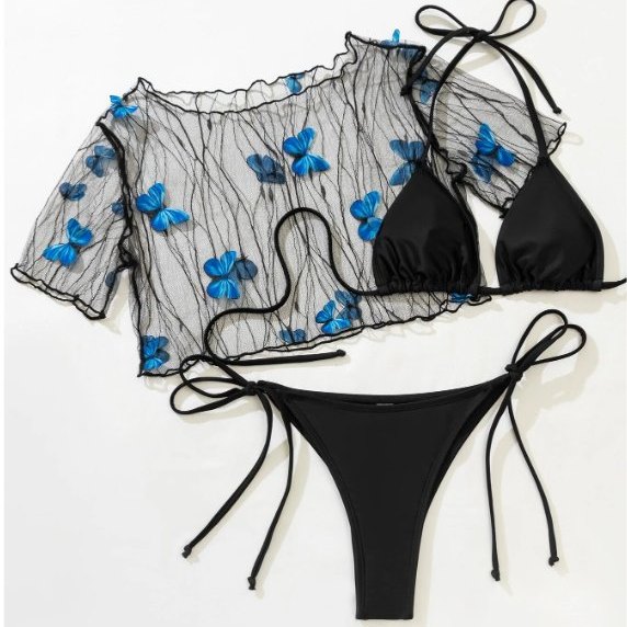 3 Piece Butterfly Bikini Set