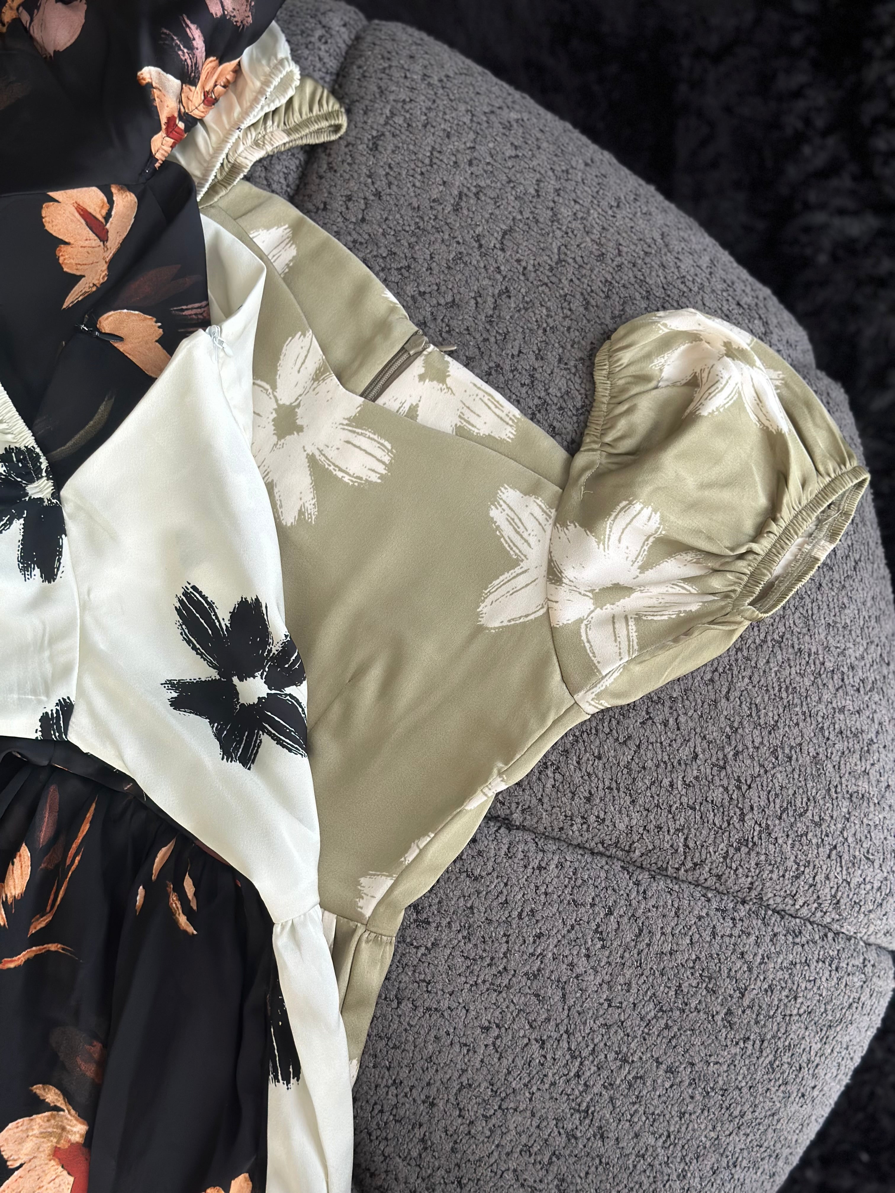 Floral Sweetheart Puff Sleeve Dress