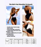 One Shoulder B&W Swimsuit