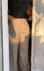 The Old Money Stripe Pant - Linen Pinstripe Wide Leg Trousers