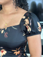 Floral Sweetheart Puff Sleeve Dress