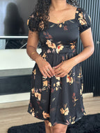 Floral Sweetheart Puff Sleeve Dress