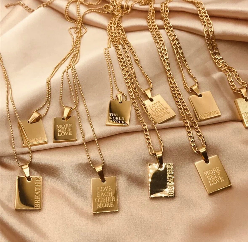 Stainless Steel Quote Necklace