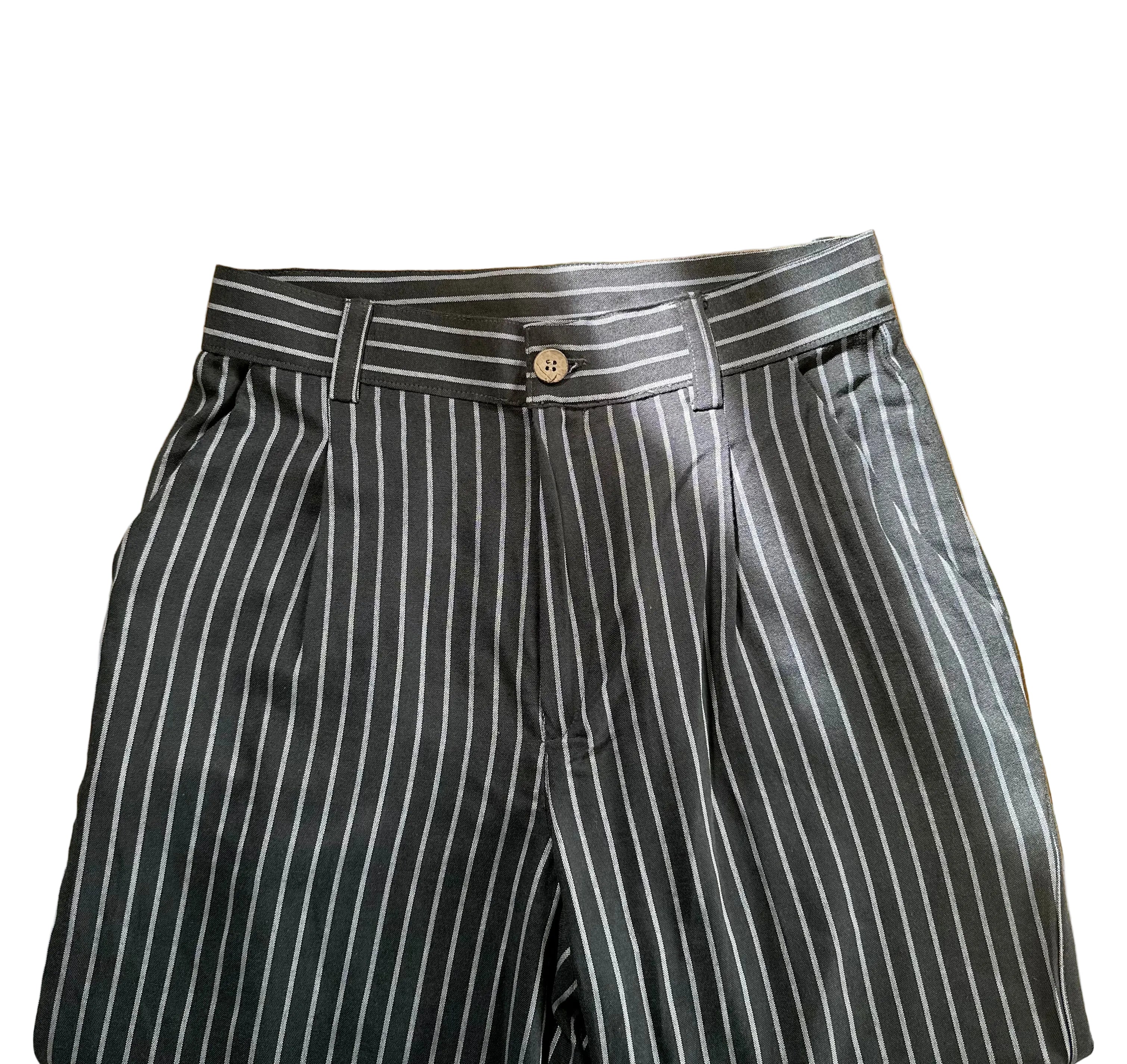 The Old Money Stripe Pant - Linen Pinstripe Wide Leg Trousers