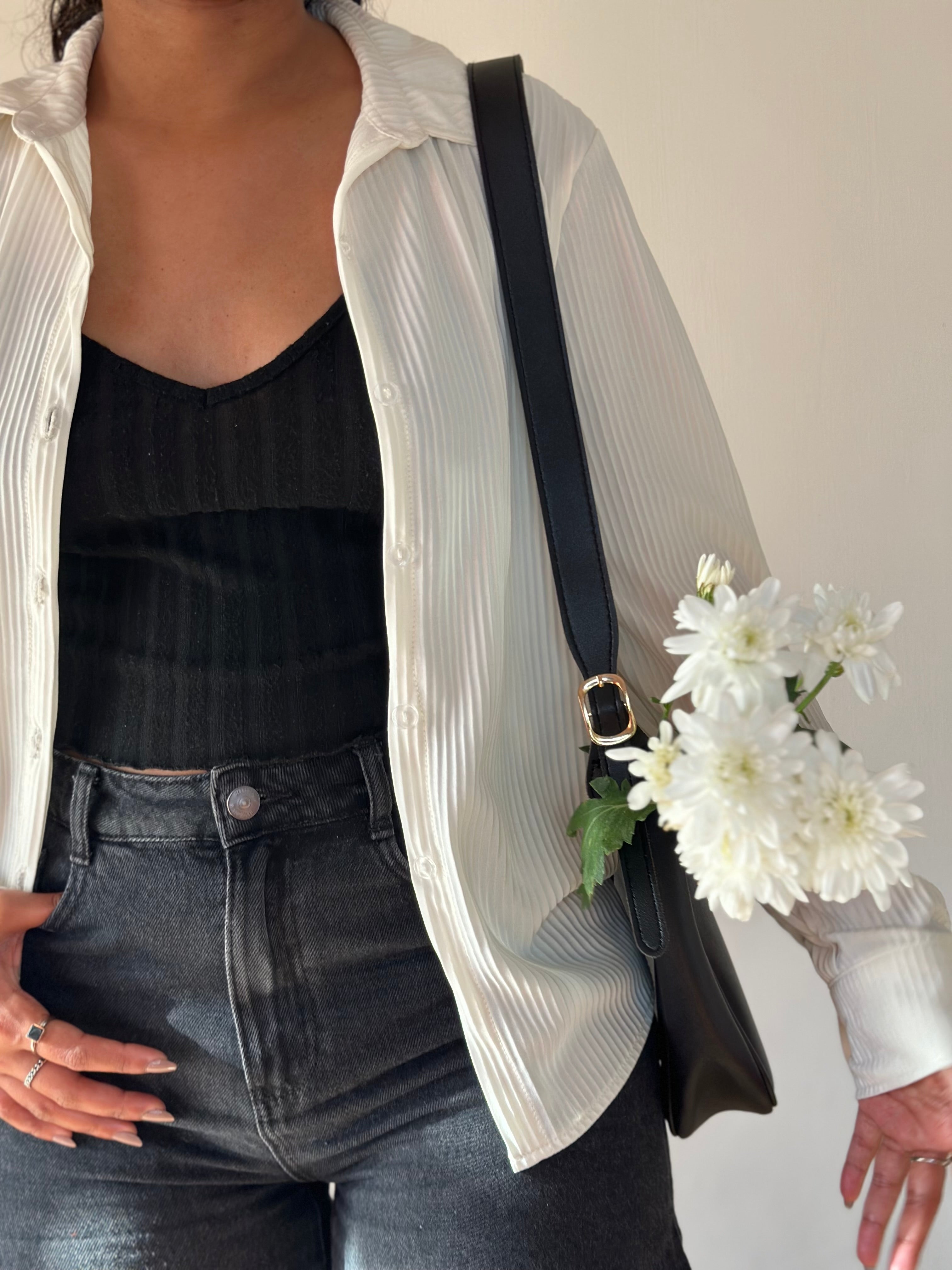 Everlight Pleated Shirt - Elegant Women's Pleated Shirt (Made in Mauritius)