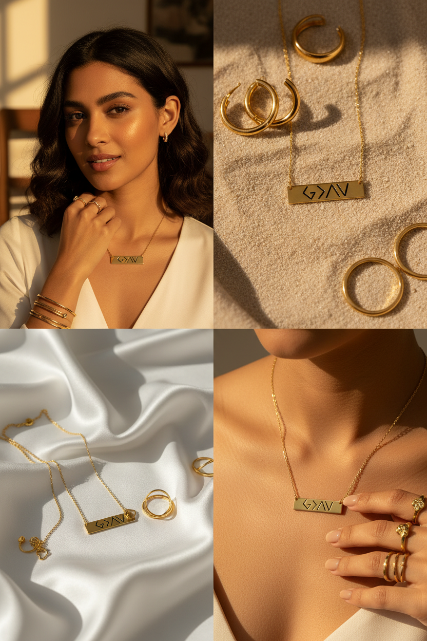 All Gold G>AV Necklace Collage