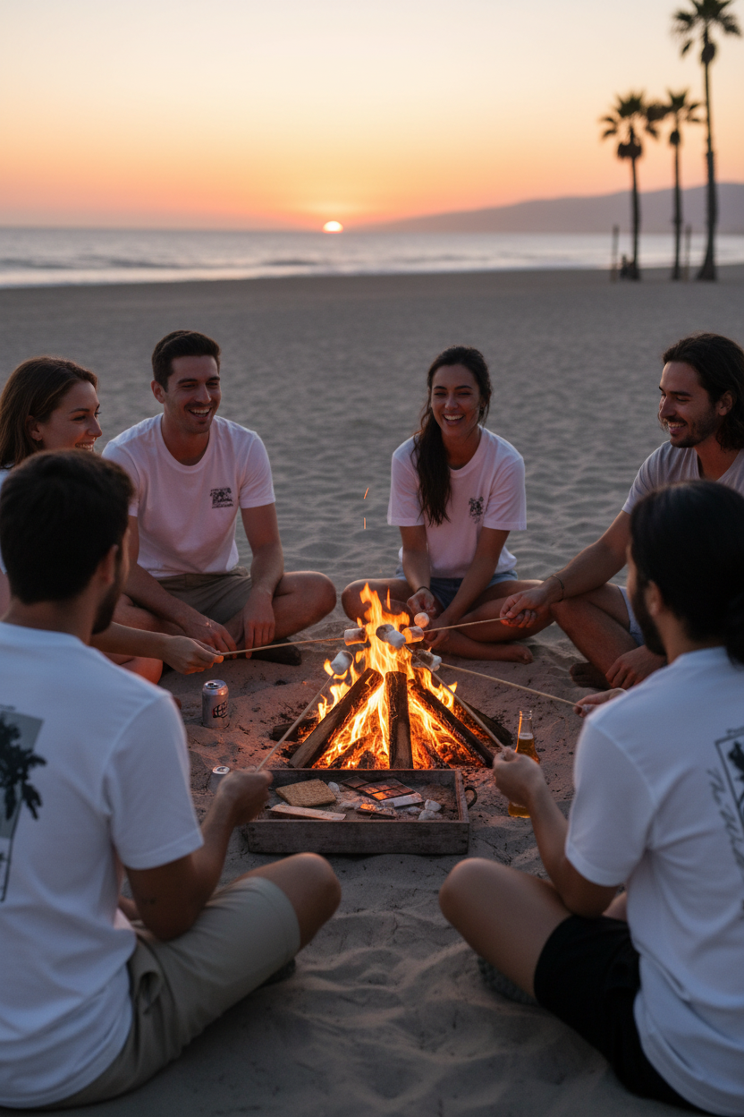 Beach bonfire with friends
