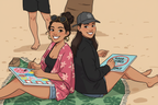 Beach Painting Scene - Cartoon Panel v2