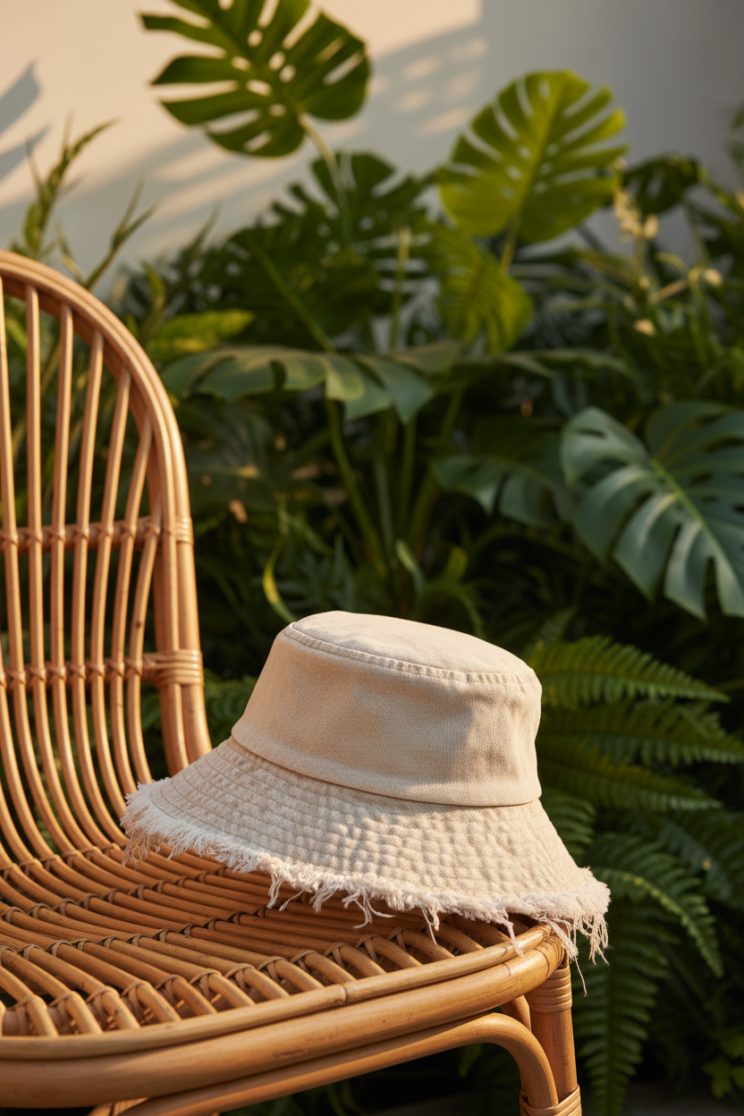 Beige bucket hat aesthetic