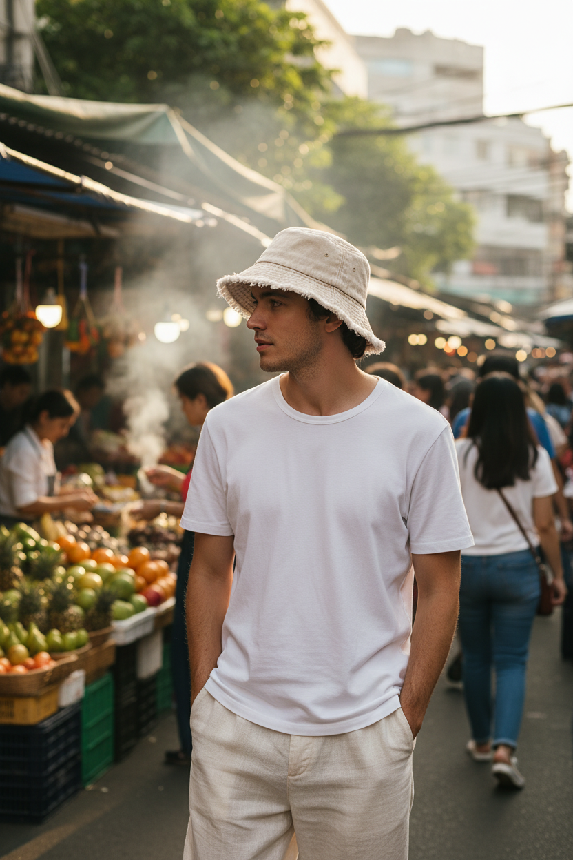 Beige bucket hat - market