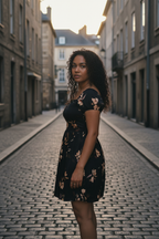 Black Floral Dress - Candid Lifestyle