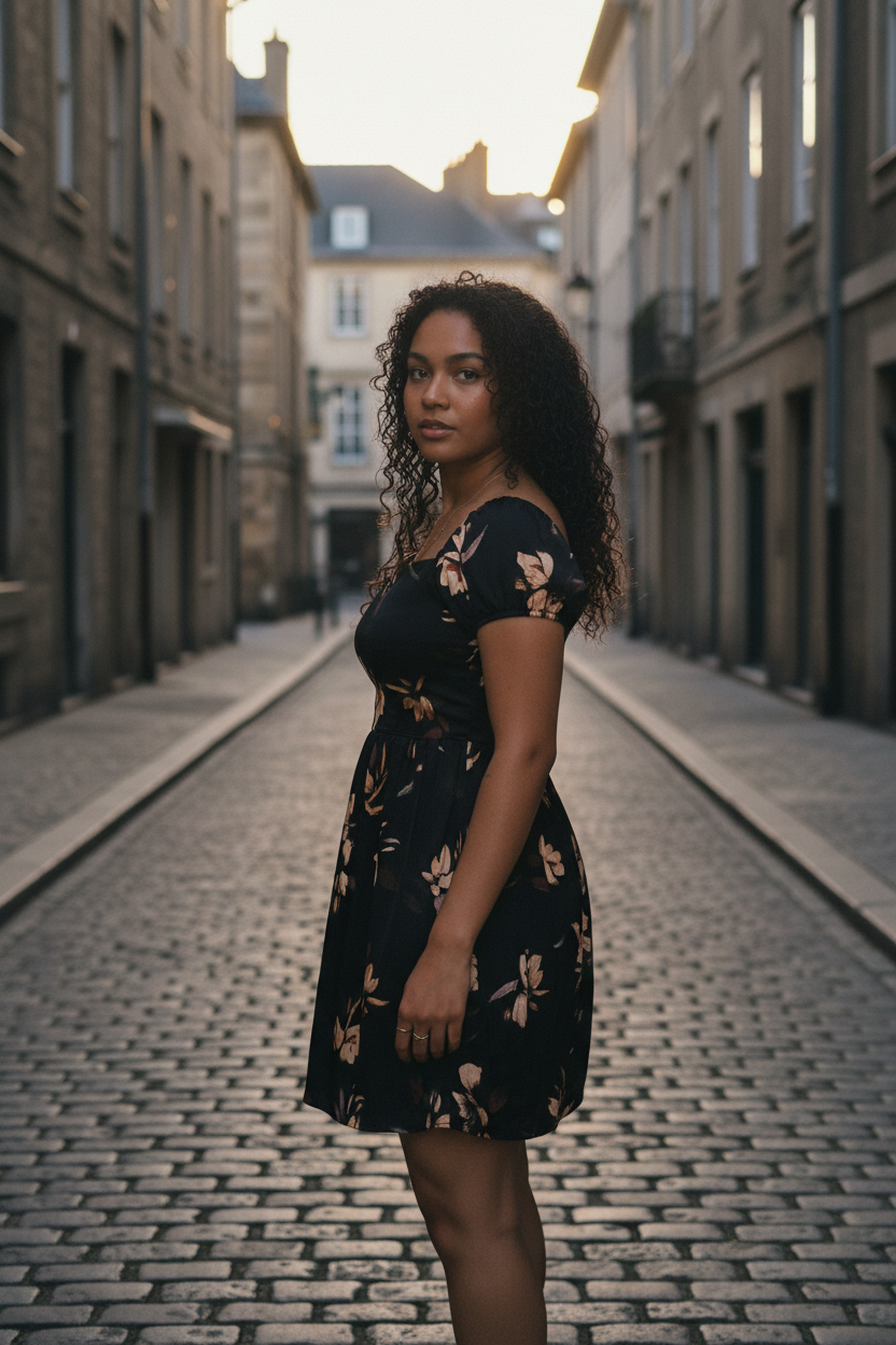 Black Floral Dress - Candid Lifestyle