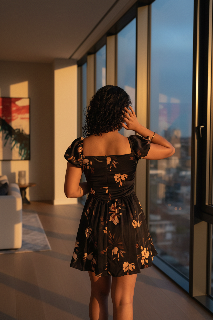 Black Floral - Dusk Window Candid