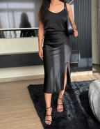 Black - Satin Skirt