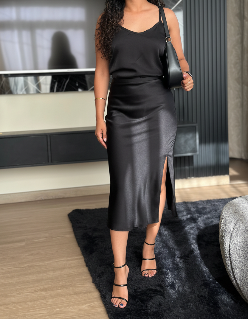Black - Satin Skirt