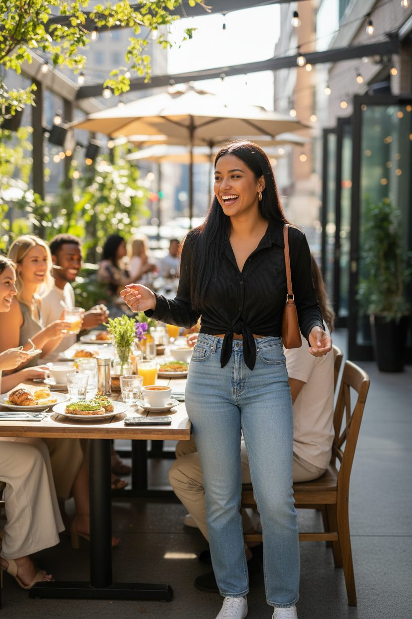 Black Shirt Denim Brunch