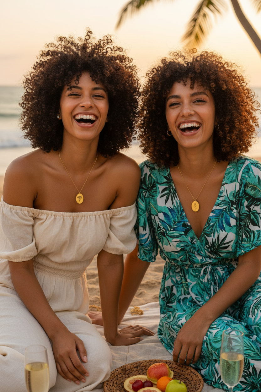 Both necklaces worn together lifestyle