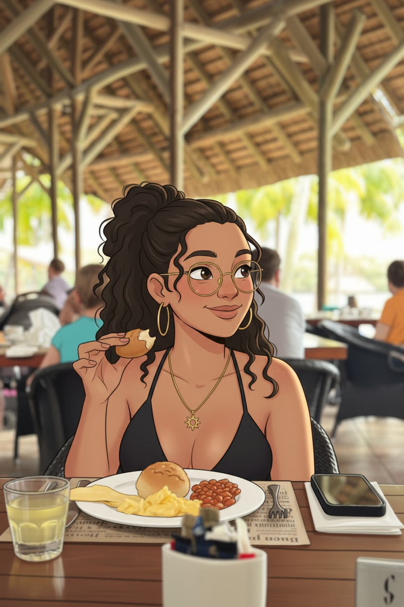 Breakfast Scene - Beach Painting Style
