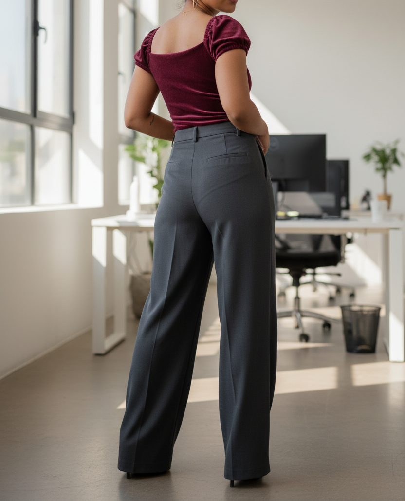 Burgundy Velvet Top Back – Wide Leg