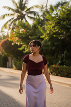 Burgundy Velvet Top – Street Lifestyle