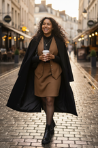 Camel Co-ord Full Body - Black Coat & Hot Coffee