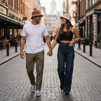 Couple wearing bucket hats