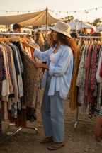 Curly Hair Beige Hat Flea Market