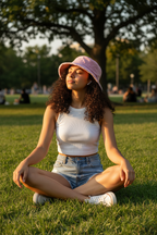 Curly Hair Pink Hat Park