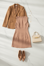 Flat Lay Camel Blazer Rose