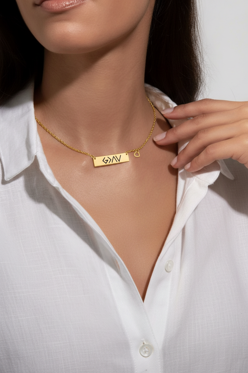 Gold G>AV Bar Necklace