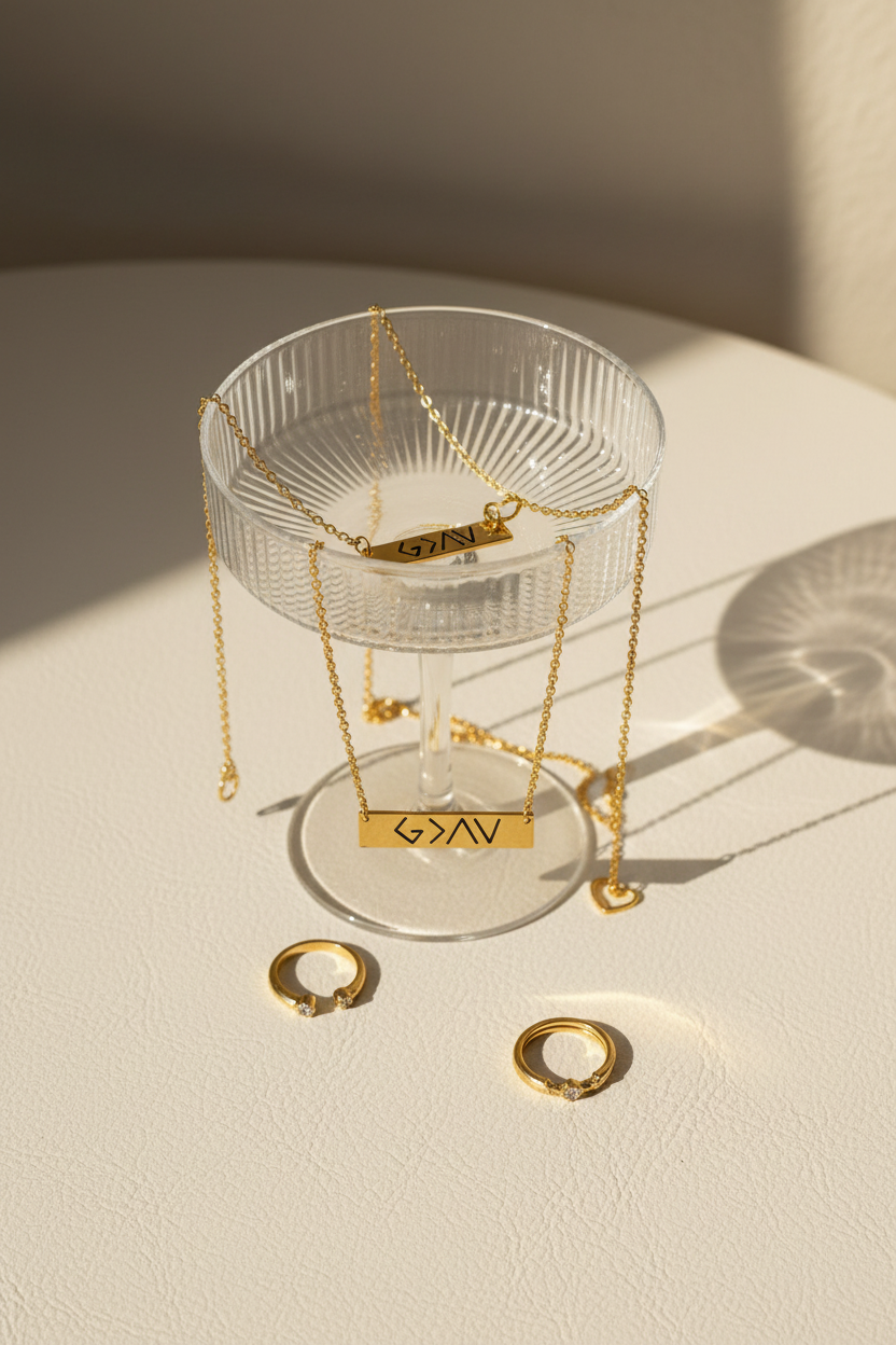 Gold Necklace Coupe Glass