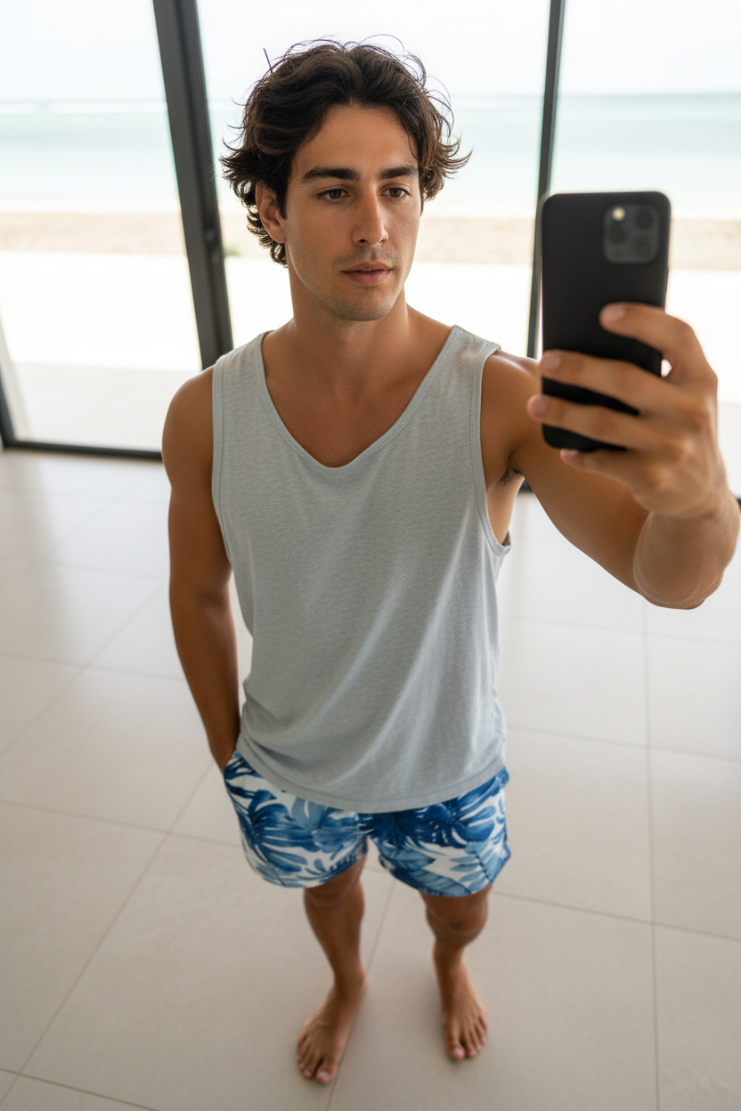 Overhead outfit selfie