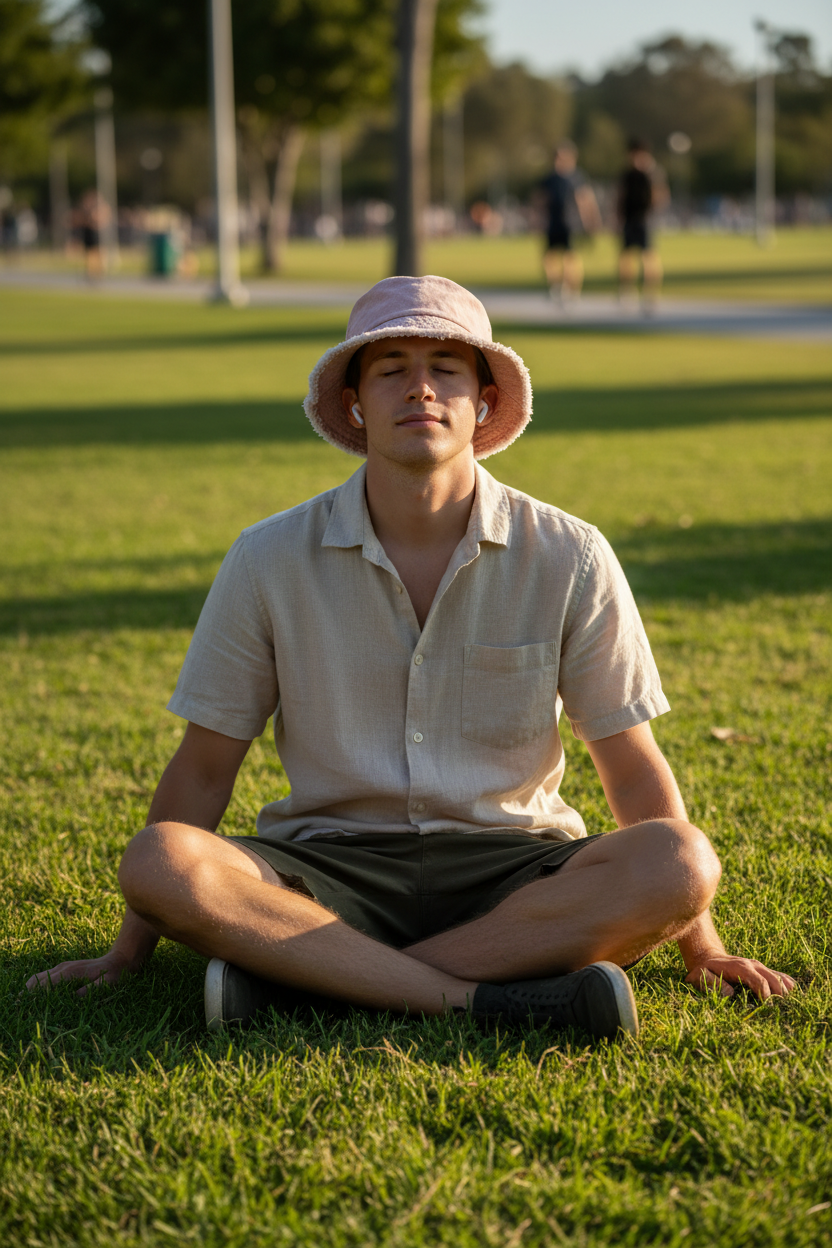 Pink bucket hat men - park