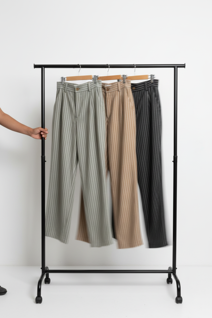 Pinstripe Pants Rack Motion Blur