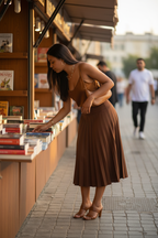 Rust - Pleated Midi