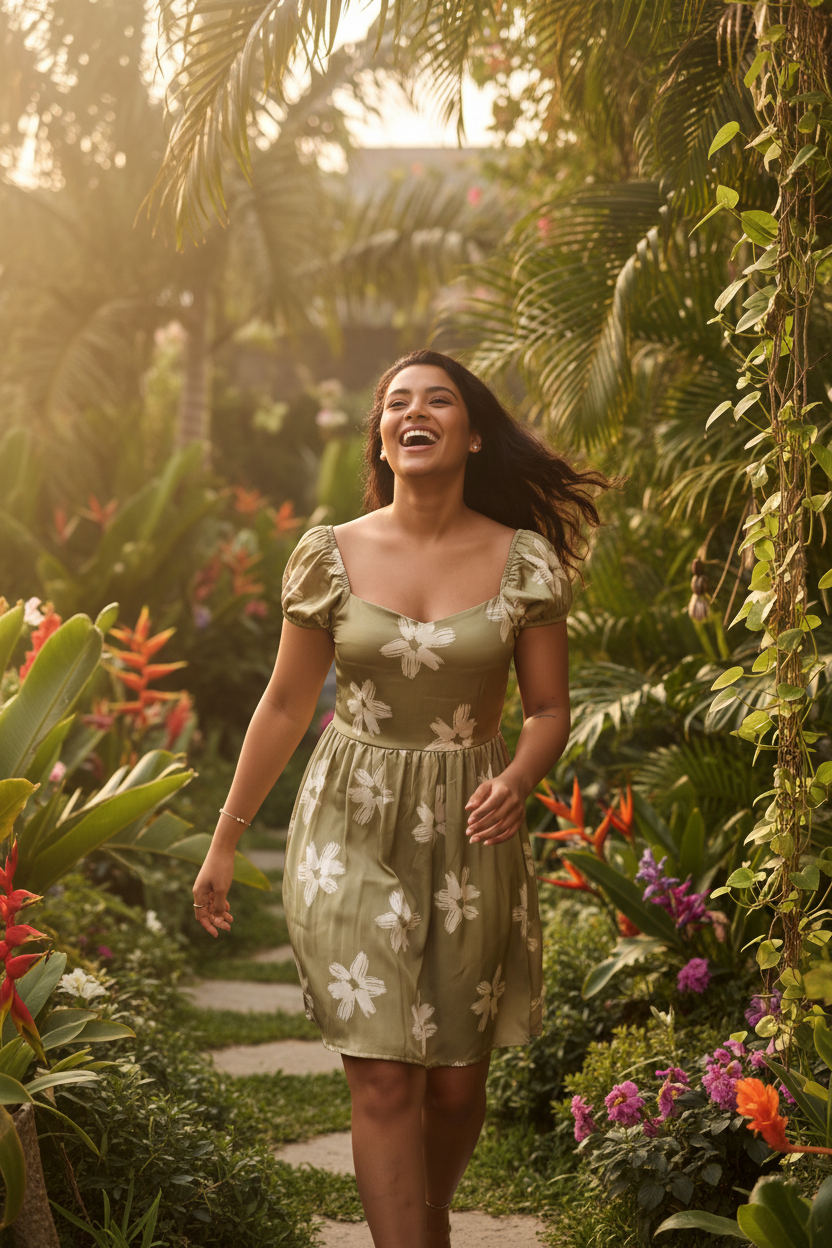 Sage Green Floral Dress - Candid Lifestyle