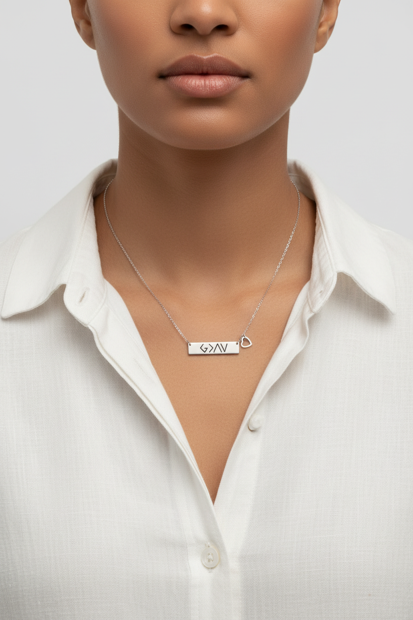 Silver G>AV Bar Necklace