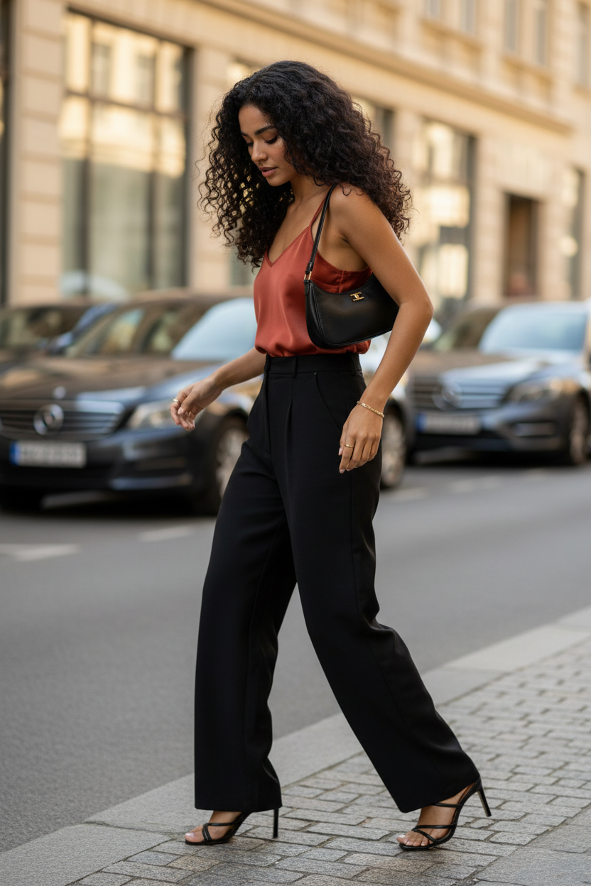 Terracotta - Black Trousers