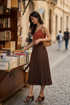 Terracotta - Pleated Midi