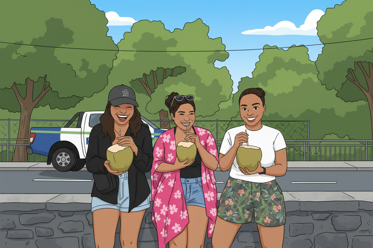 Three Friends Coconuts - Twins + Shorter Middle - Final Cartoon