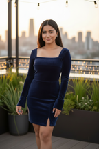 Velvet dress no bow clean waist
